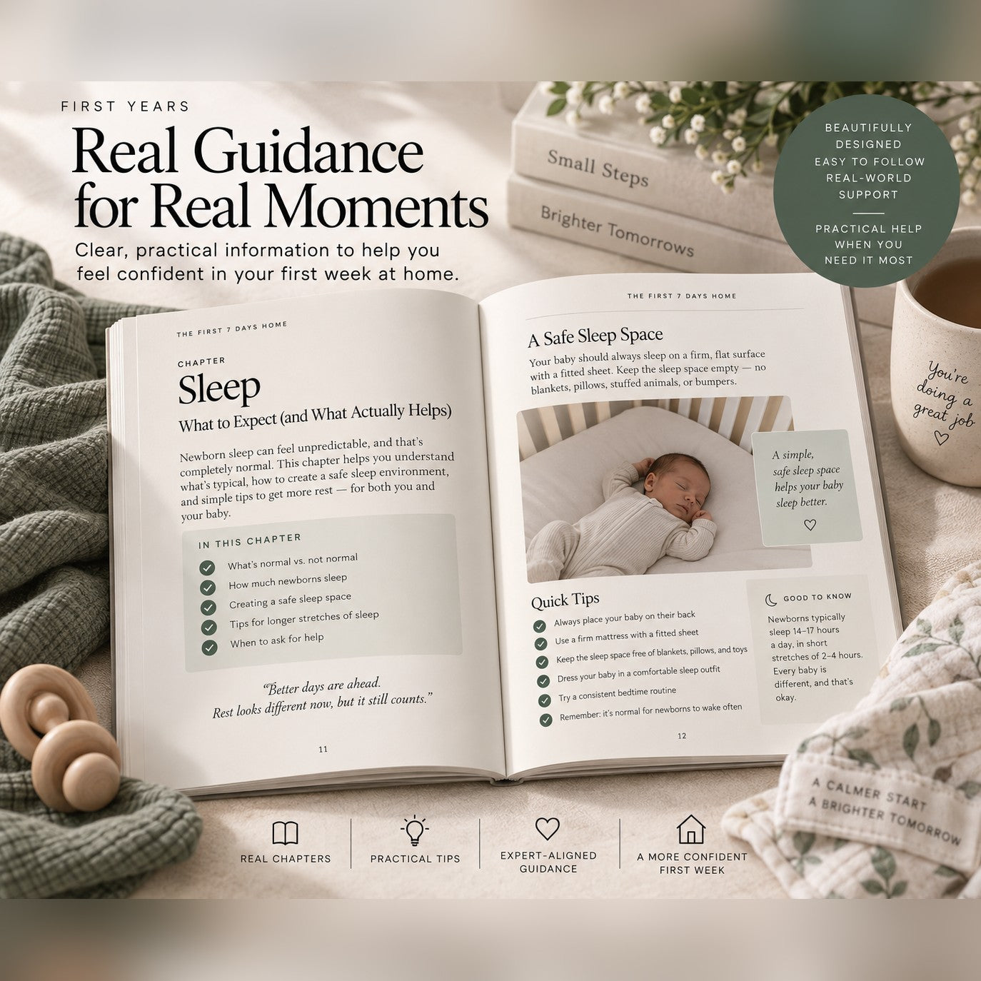 The sleep chapter open, including the safe sleep space rules