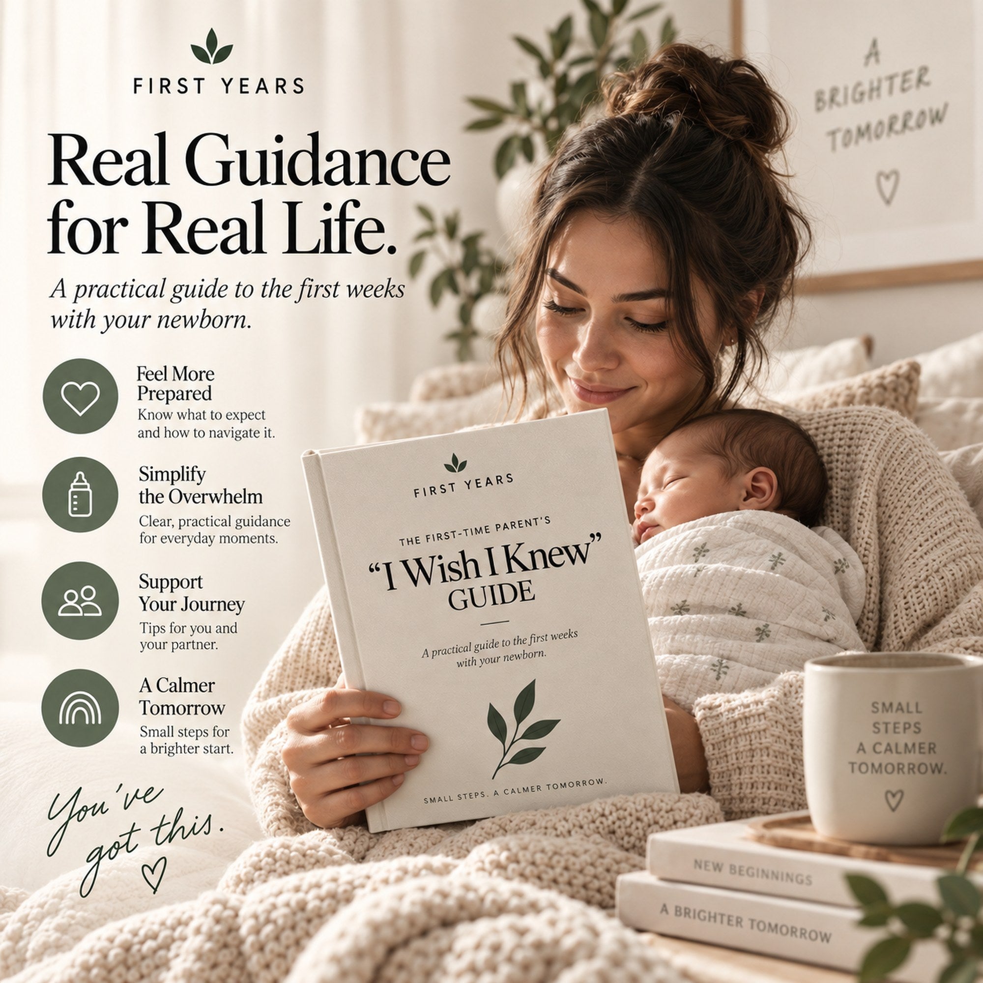 A parent holding the guide while their newborn sleeps